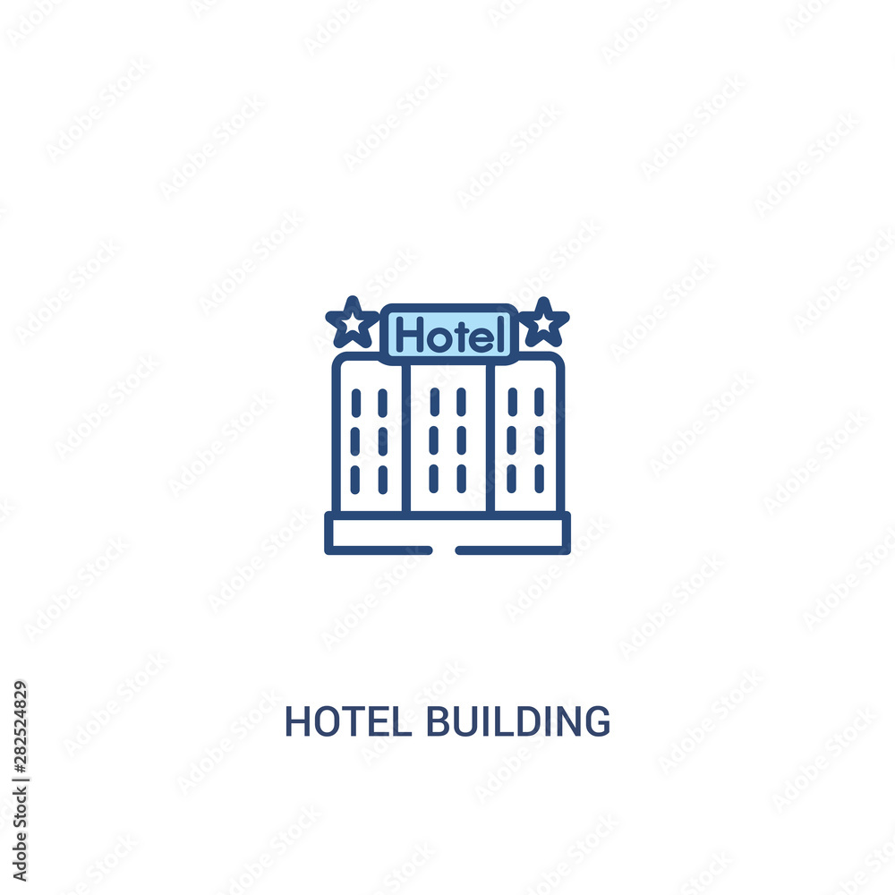 Fototapeta premium hotel building concept 2 colored icon. simple line element illustration. outline blue hotel building symbol. can be used for web and mobile ui/ux.
