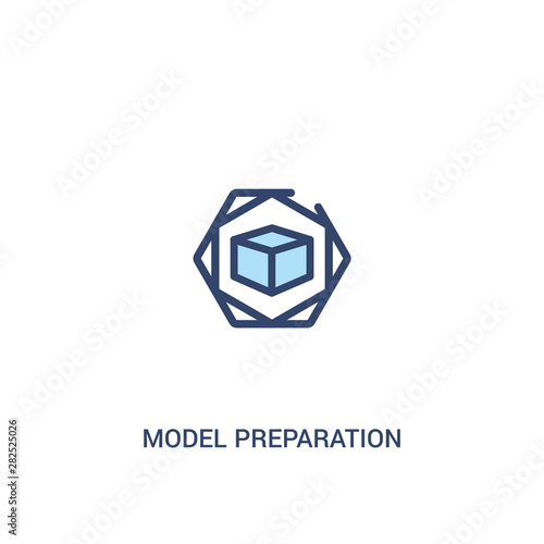 model preparation concept 2 colored icon. simple line element illustration. outline blue model preparation symbol. can be used for web and mobile ui/ux.