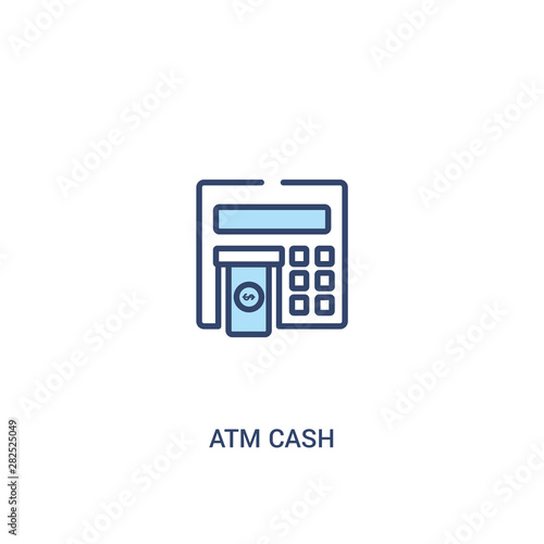 atm cash concept 2 colored icon. simple line element illustration. outline blue atm cash symbol. can be used for web and mobile ui/ux.