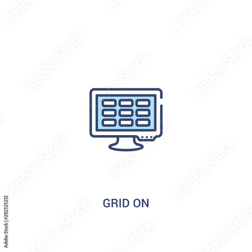 grid on concept 2 colored icon. simple line element illustration. outline blue grid on symbol. can be used for web and mobile ui/ux.