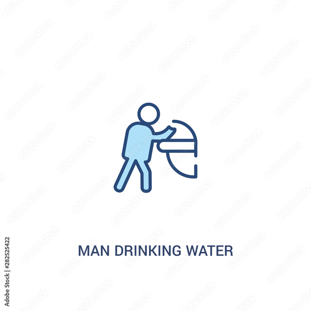 man drinking water in public place concept 2 colored icon. simple line element illustration. outline blue man drinking water in public place symbol. can be used for web and mobile ui/ux.