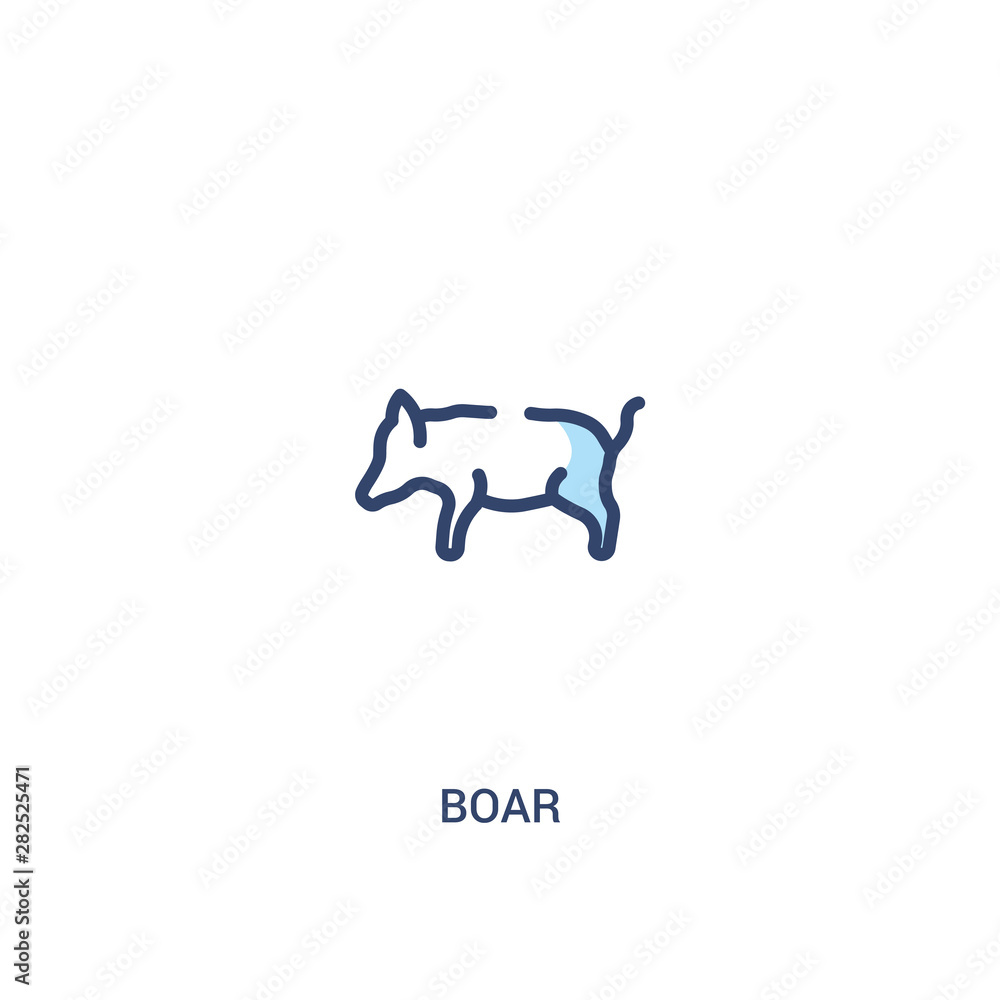 boar concept 2 colored icon. simple line element illustration. outline blue boar symbol. can be used for web and mobile ui/ux.