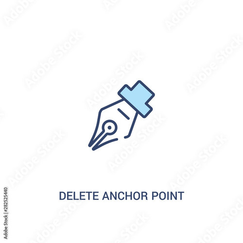 delete anchor point concept 2 colored icon. simple line element illustration. outline blue delete anchor point symbol. can be used for web and mobile ui/ux.