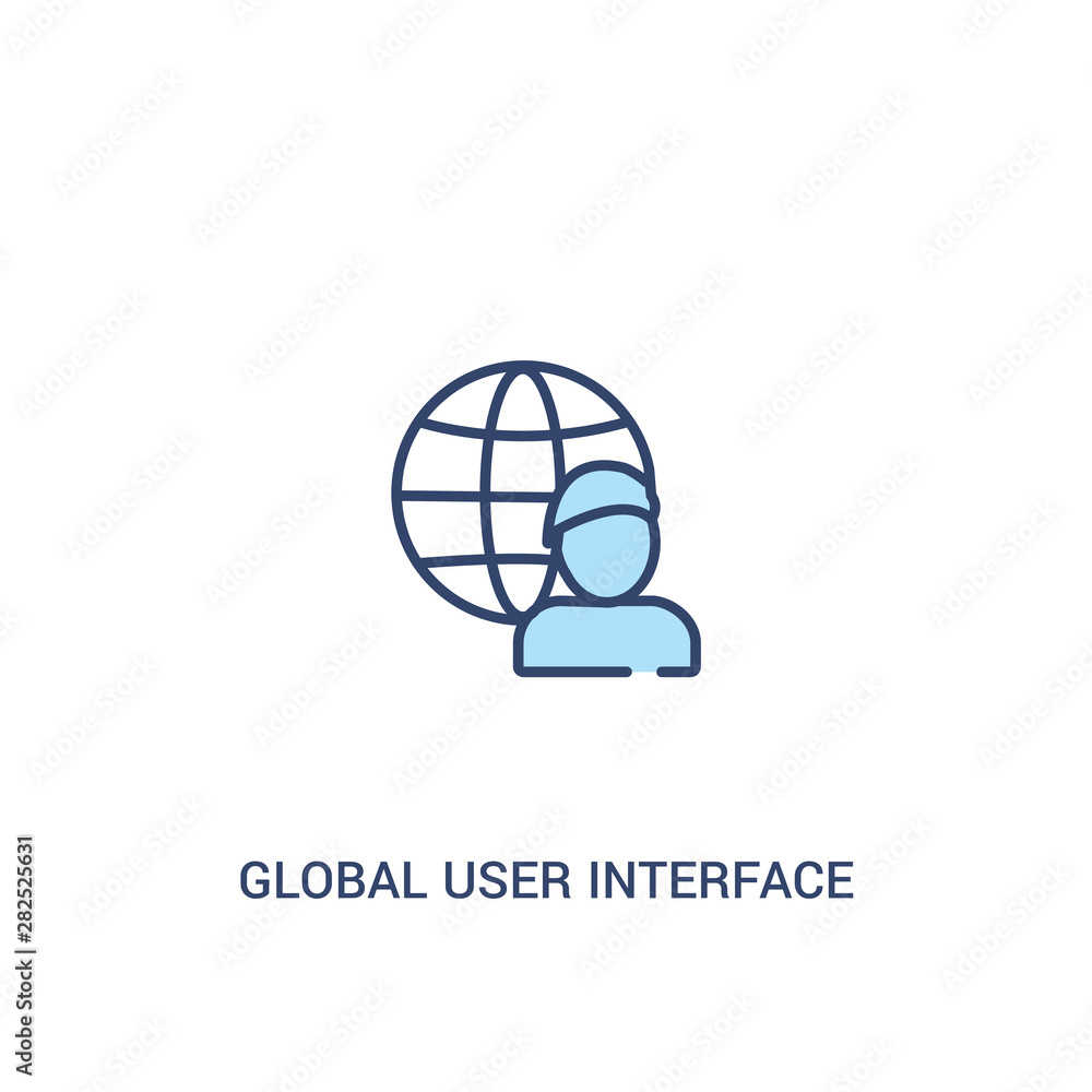global user interface concept 2 colored icon. simple line element illustration. outline blue global user interface symbol. can be used for web and mobile ui/ux. global user interface concept 2 colored icon. simple line element illustration. outline blue global user interface symbol. can be used for web and mobile ui/ux.