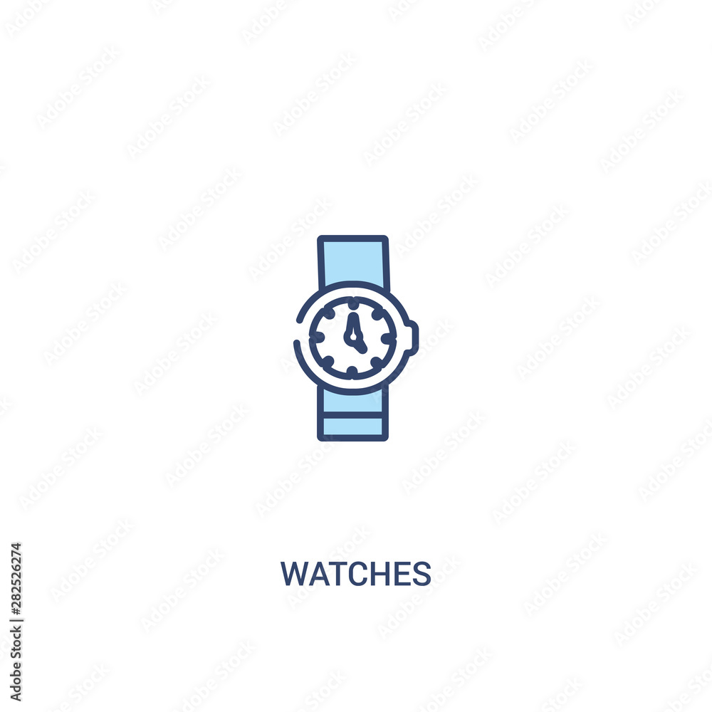 watches concept 2 colored icon. simple line element illustration. outline blue watches symbol. can be used for web and mobile ui/ux.
