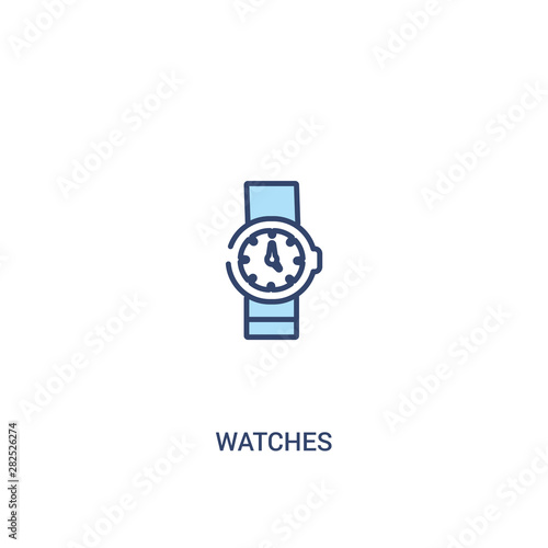 watches concept 2 colored icon. simple line element illustration. outline blue watches symbol. can be used for web and mobile ui/ux.