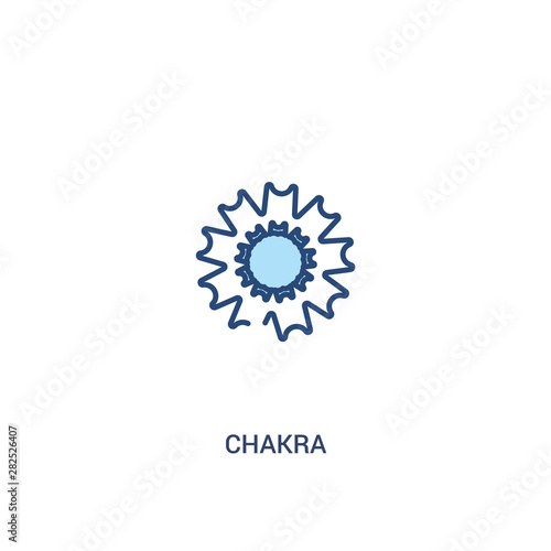 chakra concept 2 colored icon. simple line element illustration. outline blue chakra symbol. can be used for web and mobile ui/ux.