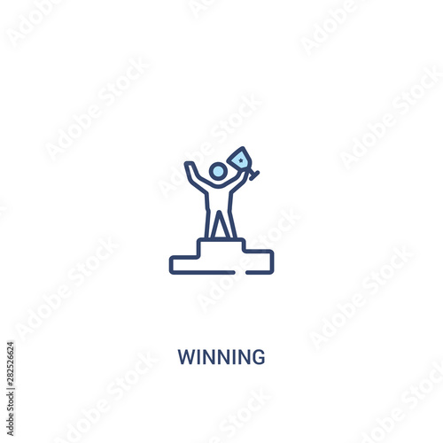 winning concept 2 colored icon. simple line element illustration. outline blue winning symbol. can be used for web and mobile ui/ux.