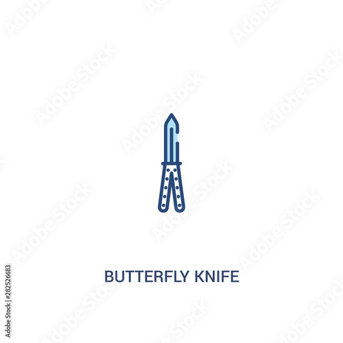 butterfly knife concept 2 colored icon. simple line element illustration. outline blue butterfly knife symbol. can be used for web and mobile ui/ux.