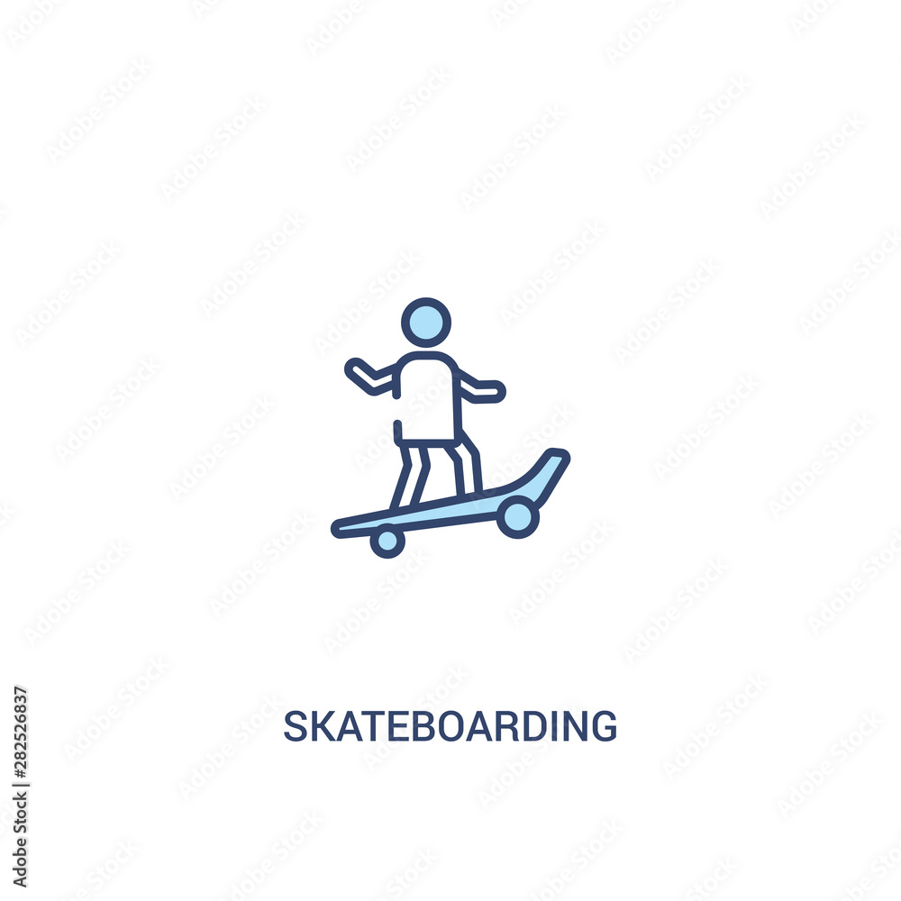 skateboarding concept 2 colored icon. simple line element illustration. outline blue skateboarding symbol. can be used for web and mobile ui/ux.