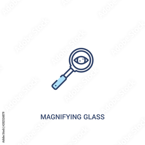 magnifying glass searcher concept 2 colored icon. simple line element illustration. outline blue magnifying glass searcher symbol. can be used for web and mobile ui/ux.