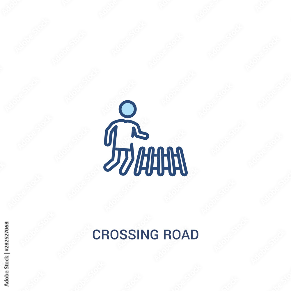 crossing road concept 2 colored icon. simple line element illustration. outline blue crossing road symbol. can be used for web and mobile ui/ux. crossing road concept 2 colored icon. simple line element illustration. outline blue crossing road symbol. can be used for web and mobile ui/ux.