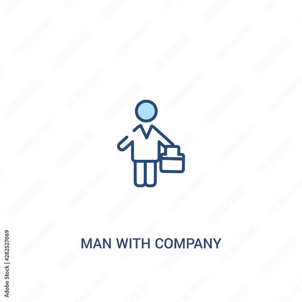 man with company concept 2 colored icon. simple line element illustration. outline blue man with company symbol. can be used for web and mobile ui/ux.