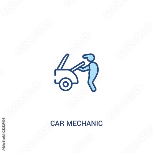 car mechanic concept 2 colored icon. simple line element illustration. outline blue car mechanic symbol. can be used for web and mobile ui/ux.