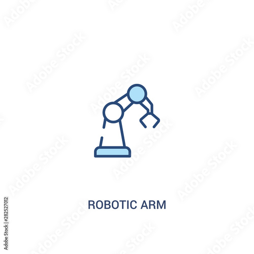robotic arm concept 2 colored icon. simple line element illustration. outline blue robotic arm symbol. can be used for web and mobile ui/ux.