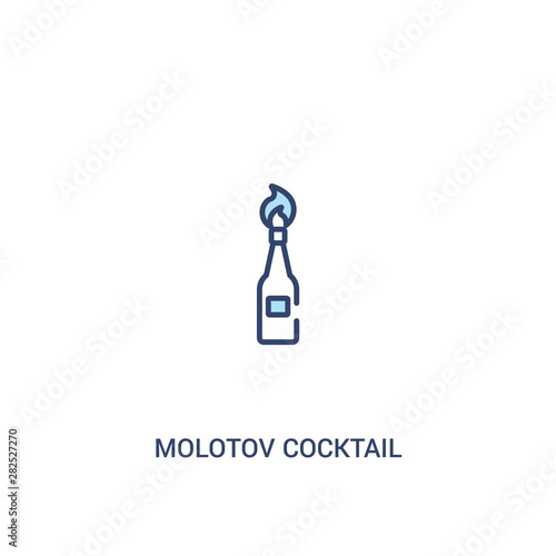molotov cocktail concept 2 colored icon. simple line element illustration. outline blue molotov cocktail symbol. can be used for web and mobile ui/ux.