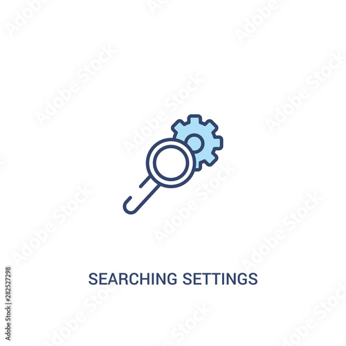 searching settings interface concept 2 colored icon. simple line element illustration. outline blue searching settings interface symbol. can be used for web and mobile ui/ux.