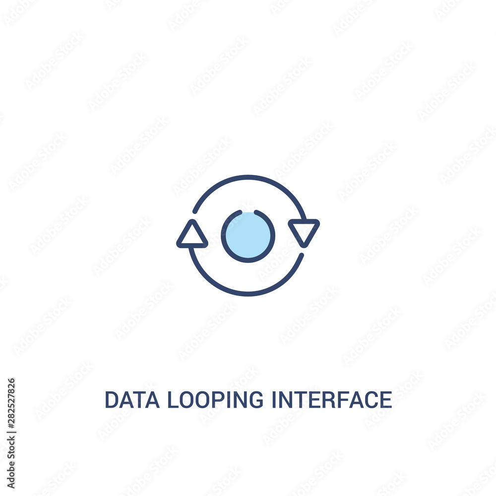data looping interface concept 2 colored icon. simple line element illustration. outline blue data looping interface symbol. can be used for web and mobile ui/ux.