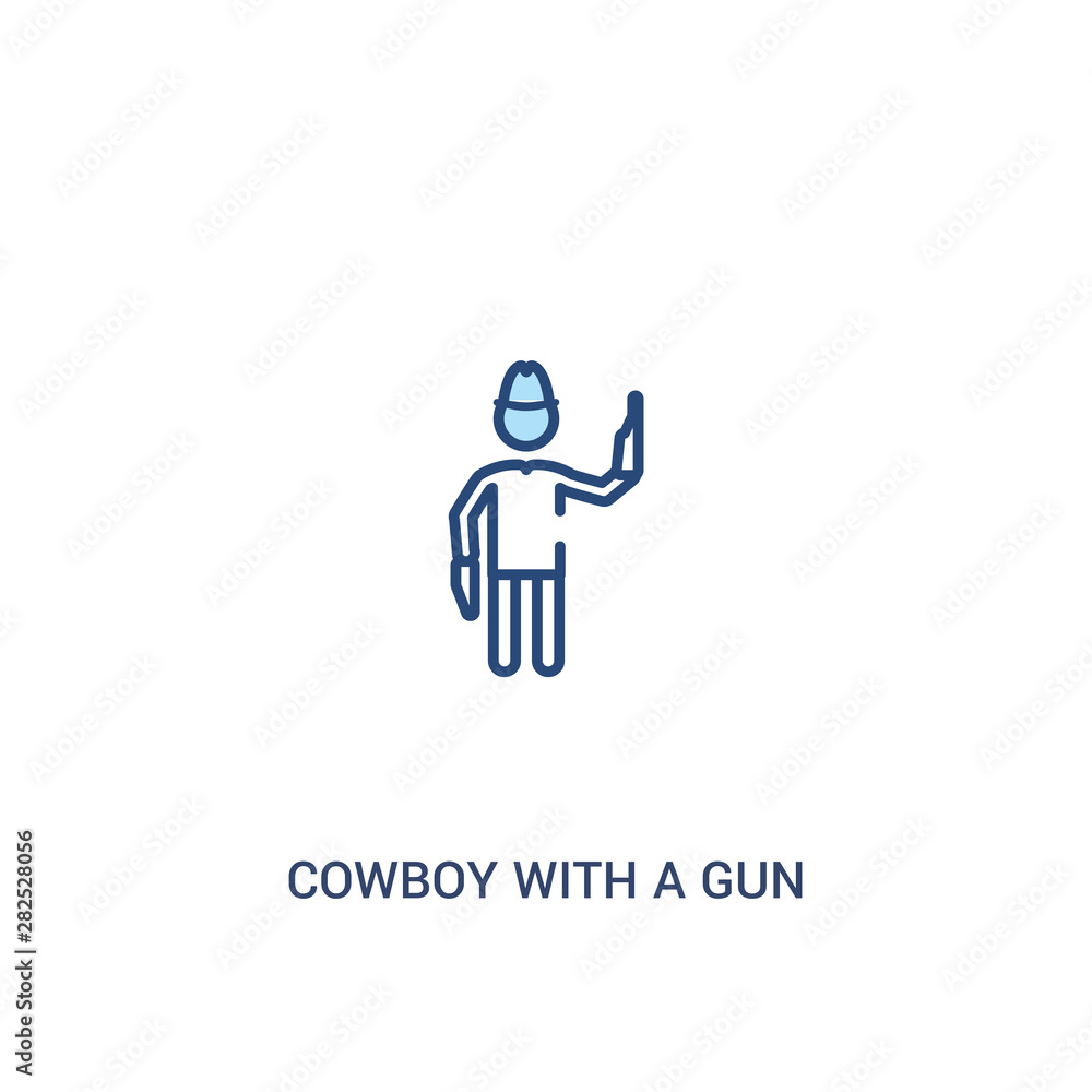 cowboy with a gun concept 2 colored icon. simple line element illustration. outline blue cowboy with a gun symbol. can be used for web and mobile ui/ux. cowboy with a gun concept 2 colored icon. simple line element illustration. outline blue cowboy with a gun symbol. can be used for web and mobile ui/ux.