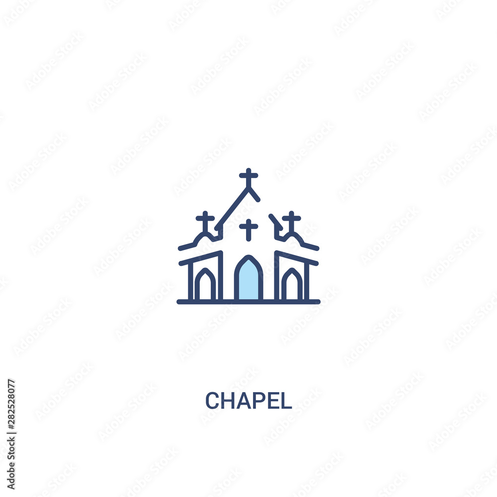 chapel concept 2 colored icon. simple line element illustration. outline blue chapel symbol. can be used for web and mobile ui/ux.