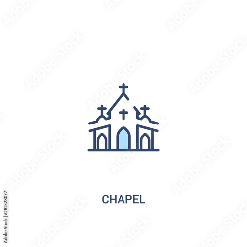 chapel concept 2 colored icon. simple line element illustration. outline blue chapel symbol. can be used for web and mobile ui/ux.