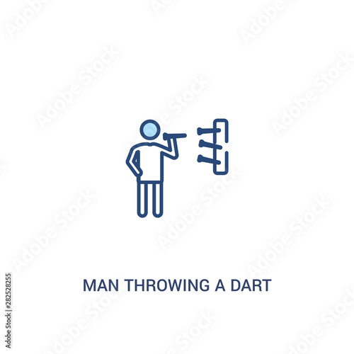 man throwing a dart concept 2 colored icon. simple line element illustration. outline blue man throwing a dart symbol. can be used for web and mobile ui/ux. © zaurrahimov