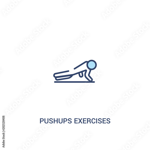 pushups exercises concept 2 colored icon. simple line element illustration. outline blue pushups exercises symbol. can be used for web and mobile ui/ux.