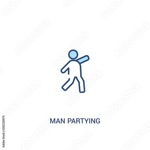 man partying concept 2 colored icon. simple line element illustration. outline blue man partying symbol. can be used for web and mobile ui/ux.