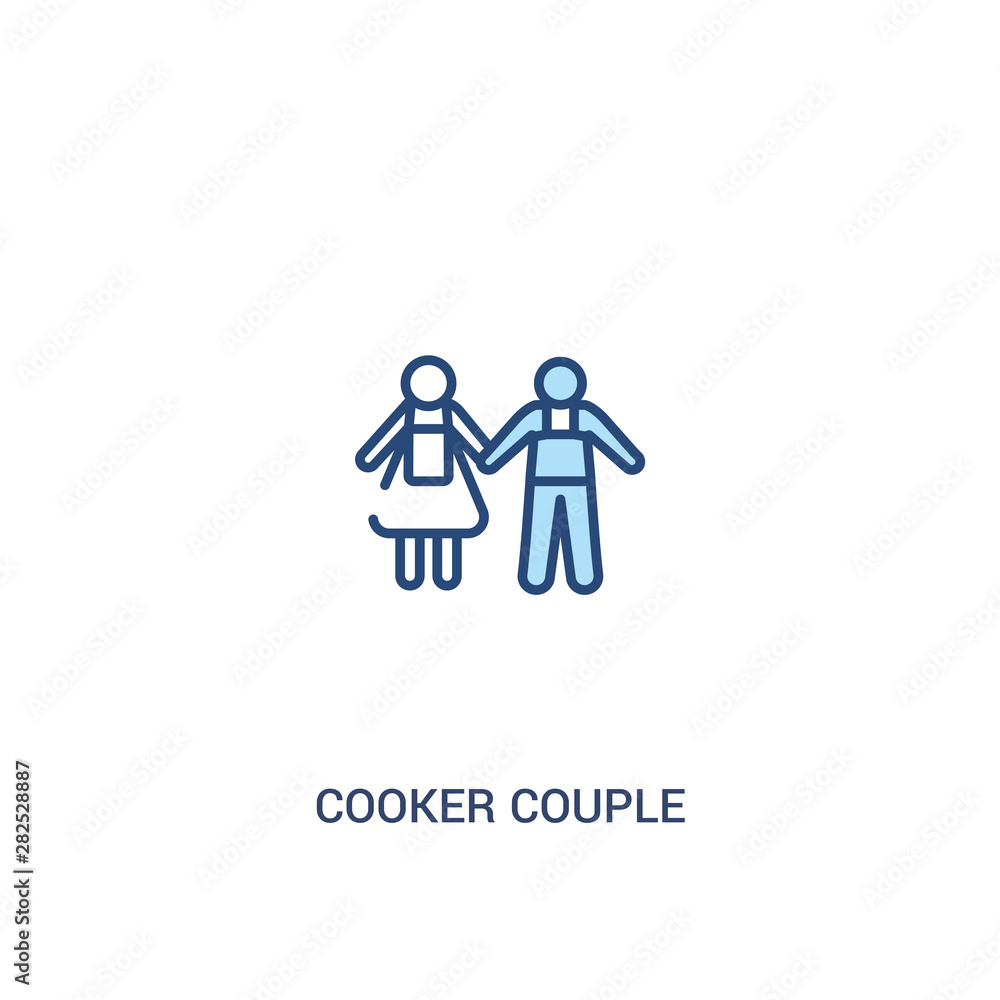 cooker couple concept 2 colored icon. simple line element illustration. outline blue cooker couple symbol. can be used for web and mobile ui/ux. cooker couple concept 2 colored icon. simple line element illustration. outline blue cooker couple symbol. can be used for web and mobile ui/ux.