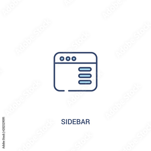 sidebar concept 2 colored icon. simple line element illustration. outline blue sidebar symbol. can be used for web and mobile ui/ux.