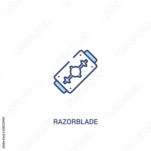 razorblade concept 2 colored icon. simple line element illustration. outline blue razorblade symbol. can be used for web and mobile ui/ux.