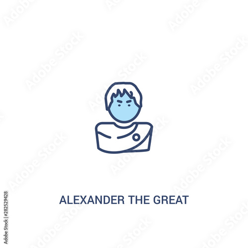 alexander the great concept 2 colored icon. simple line element illustration. outline blue alexander the great symbol. can be used for web and mobile ui/ux.