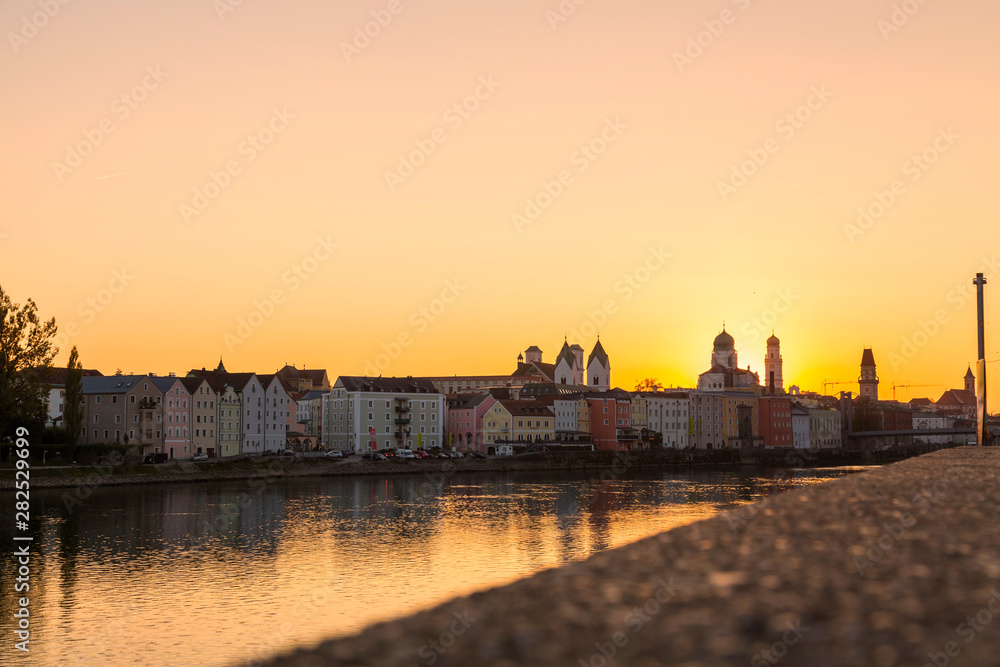 Sunset at Passau in autumn, Bavaria, Germany Sunset at Passau in autumn, Bavaria, Germany