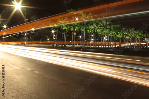 Traffic in Brasília at night