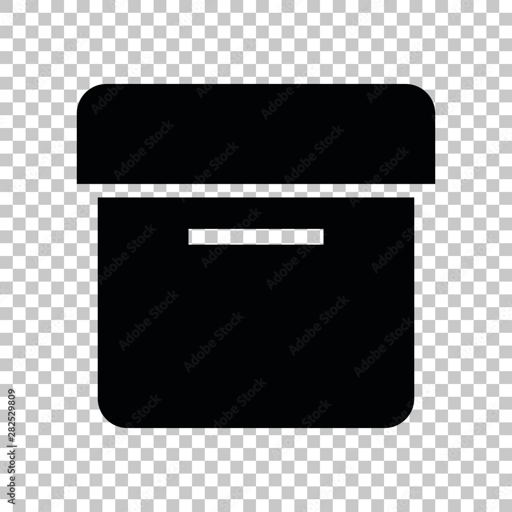 Box sign. Black icon on transparent background. Illustration. Box sign. Black icon on transparent background. Illustration.