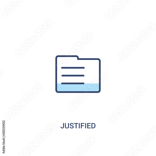 justified concept 2 colored icon. simple line element illustration. outline blue justified symbol. can be used for web and mobile ui/ux.