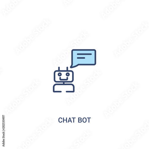 chat bot concept 2 colored icon. simple line element illustration. outline blue chat bot symbol. can be used for web and mobile ui/ux.