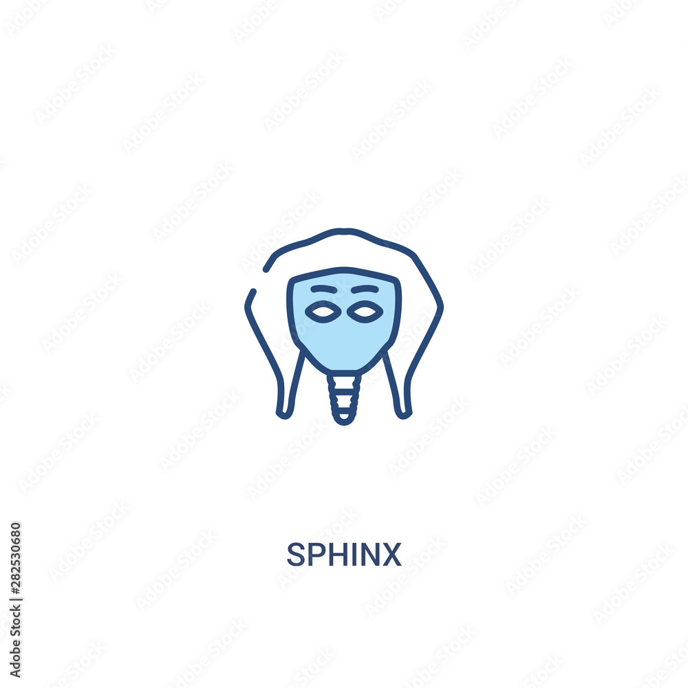 Obraz premium sphinx concept 2 colored icon. simple line element illustration. outline blue sphinx symbol. can be used for web and mobile ui/ux.