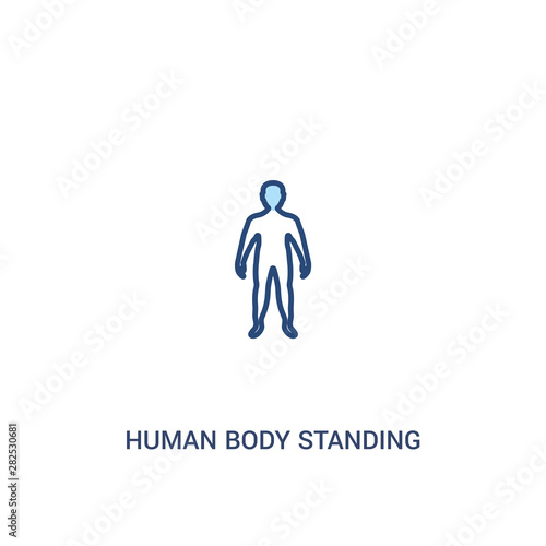 human body standing black concept 2 colored icon. simple line element illustration. outline blue human body standing black symbol. can be used for web and mobile ui/ux.