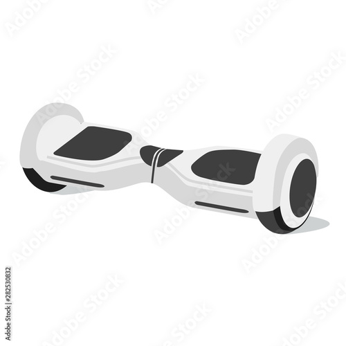 Electro gyro board in realistic flat style. two-wheeled scooter in white basic color . Self-balancing electric board. Eco Transport  isolated vector illustration