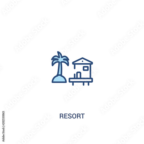 resort concept 2 colored icon. simple line element illustration. outline blue resort symbol. can be used for web and mobile ui/ux.