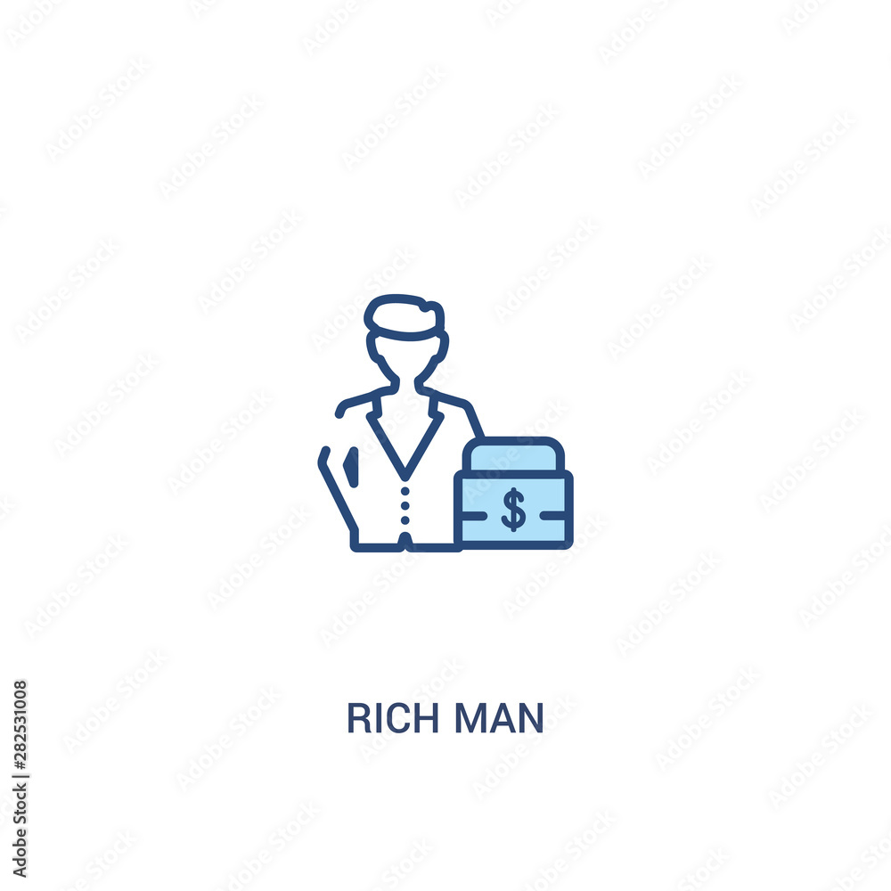 rich man concept 2 colored icon. simple line element illustration. outline blue rich man symbol. can be used for web and mobile ui/ux.