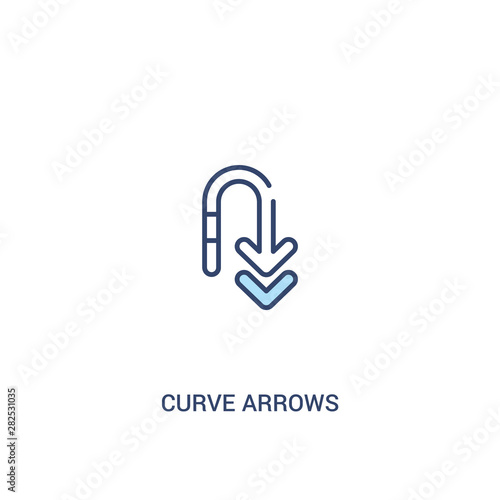 curve arrows concept 2 colored icon. simple line element illustration. outline blue curve arrows symbol. can be used for web and mobile ui/ux.