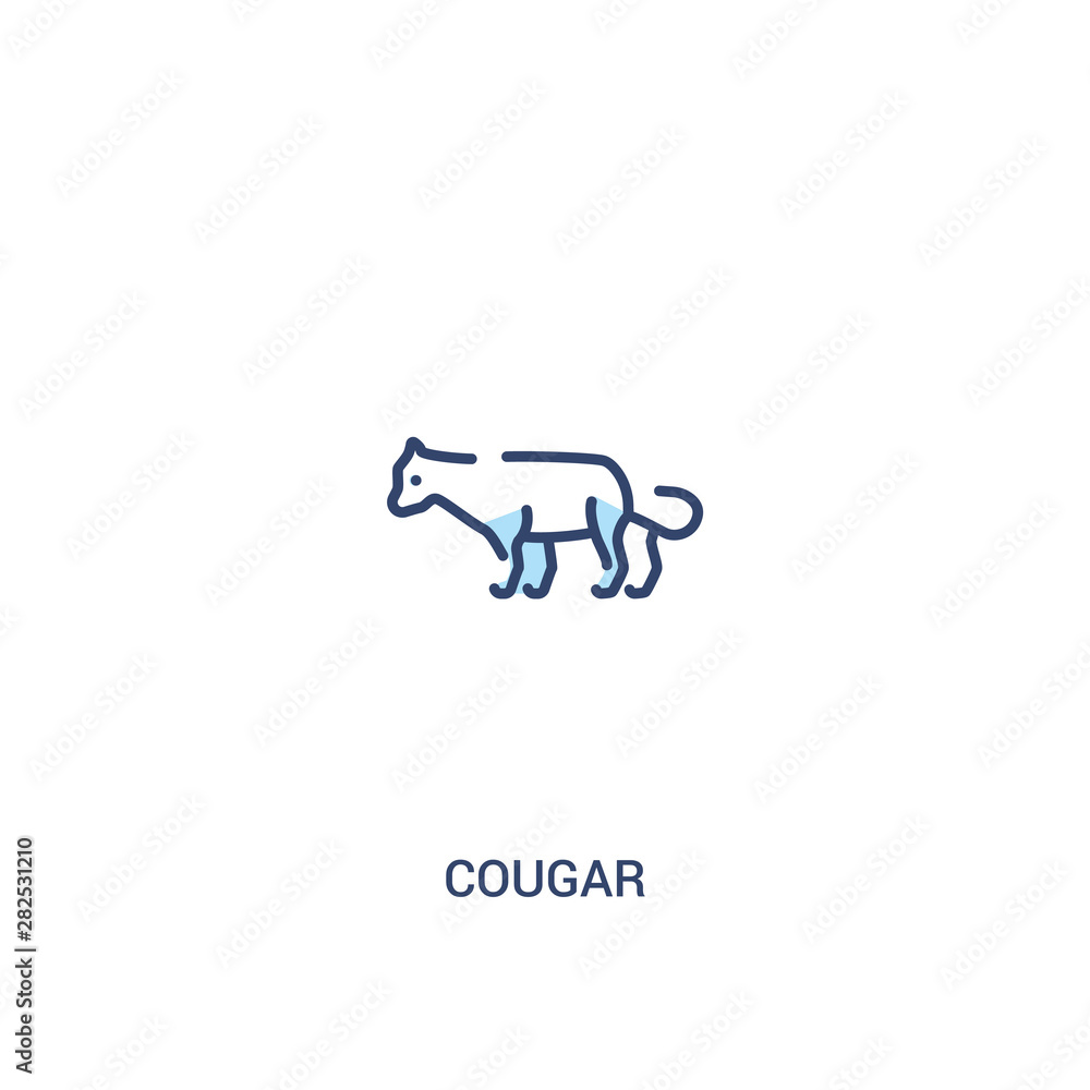 cougar concept 2 colored icon. simple line element illustration. outline blue cougar symbol. can be used for web and mobile ui/ux.