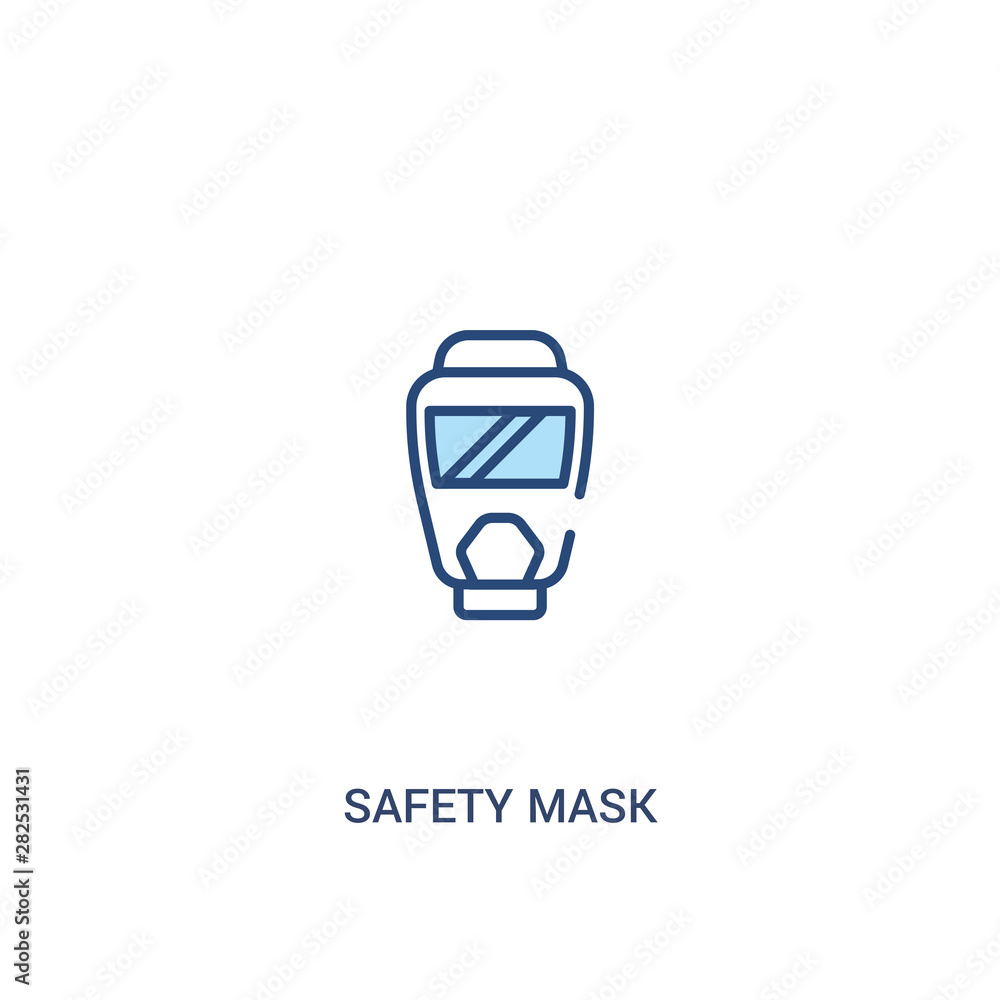 safety mask concept 2 colored icon. simple line element illustration. outline blue safety mask symbol. can be used for web and mobile ui/ux.