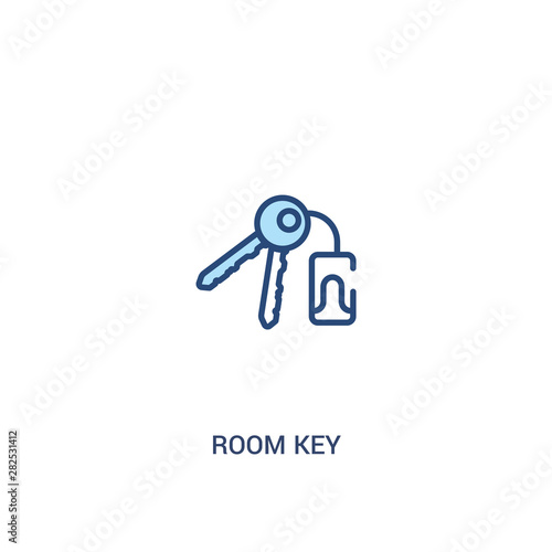 room key concept 2 colored icon. simple line element illustration. outline blue room key symbol. can be used for web and mobile ui/ux.