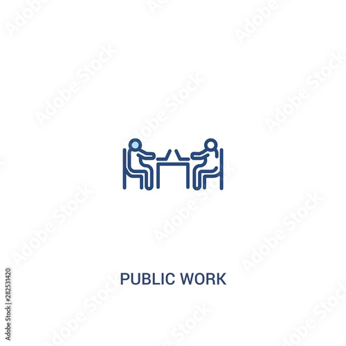 public work concept 2 colored icon. simple line element illustration. outline blue public work symbol. can be used for web and mobile ui ux.