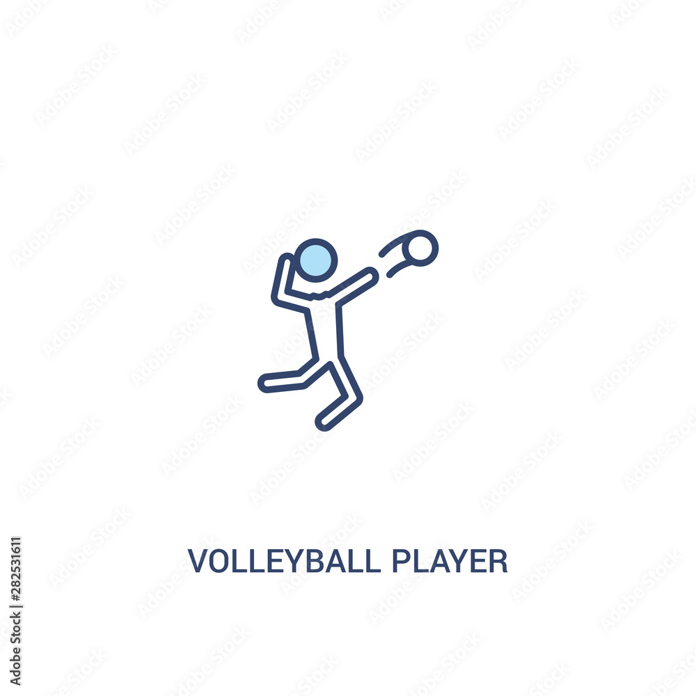 volleyball player concept 2 colored icon. simple line element illustration. outline blue volleyball player symbol. can be used for web and mobile ui/ux. volleyball player concept 2 colored icon. simple line element illustration. outline blue volleyball player symbol. can be used for web and mobile ui/ux.