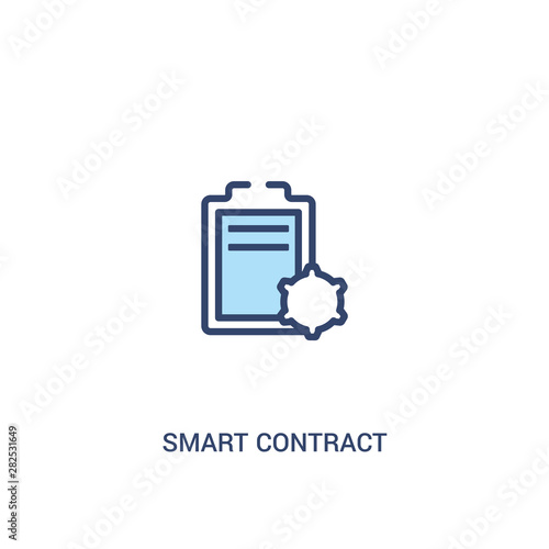 smart contract concept 2 colored icon. simple line element illustration. outline blue smart contract symbol. can be used for web and mobile ui/ux.