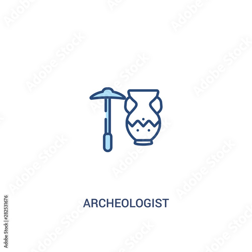 archeologist concept 2 colored icon. simple line element illustration. outline blue archeologist symbol. can be used for web and mobile ui/ux.